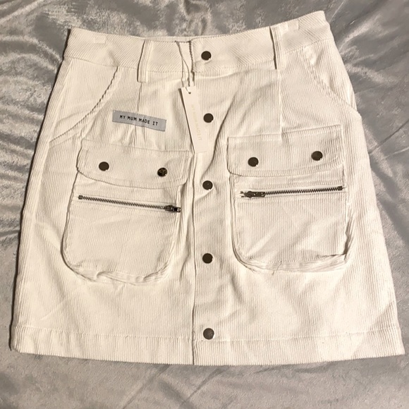 my mum made it Dresses & Skirts - MY MUM MADE IT White Corduroy pocket skirt Y2K